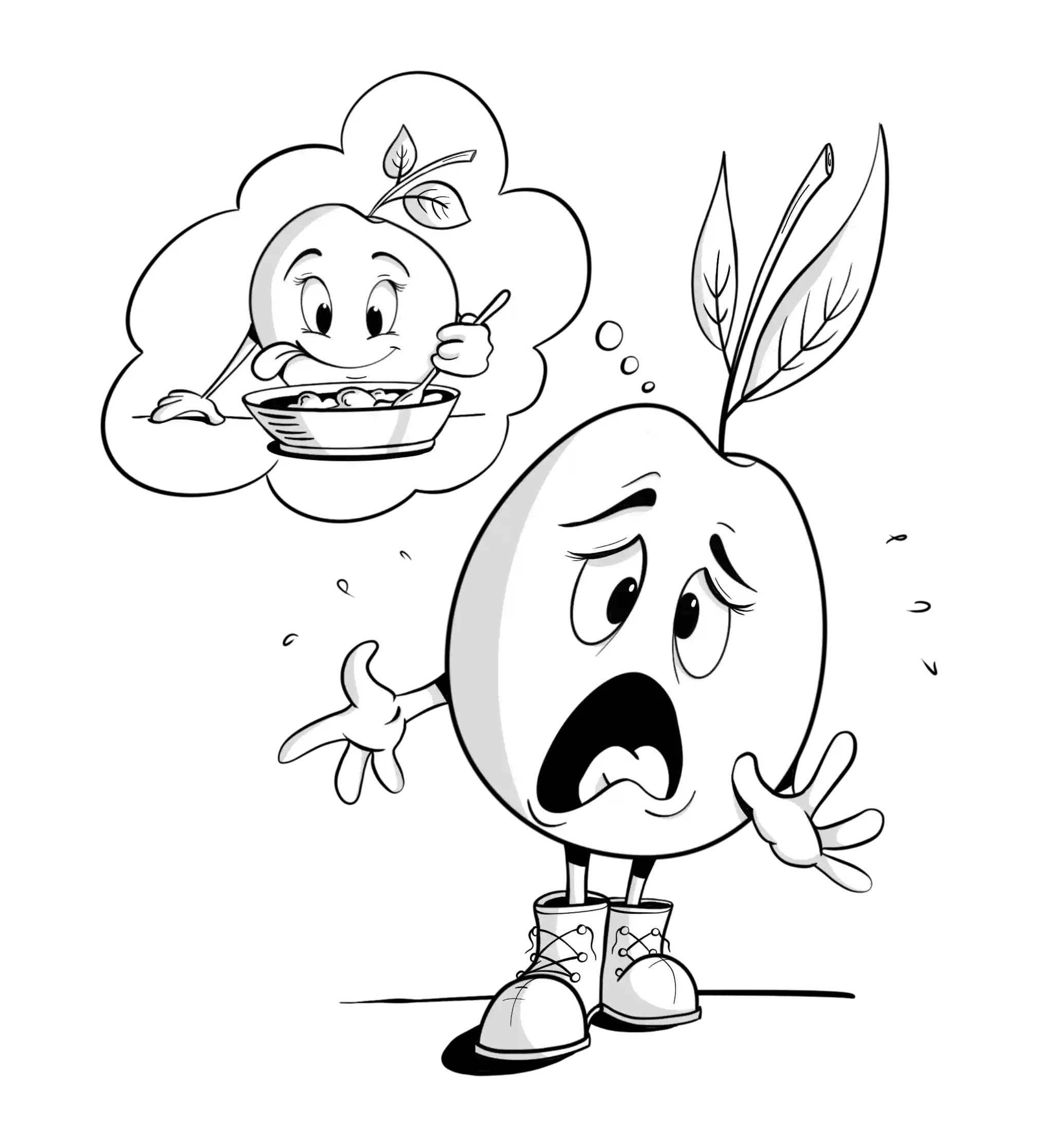 Brand Key Visual (in Reinzeichung) denkt beim Fasten ans Essen.